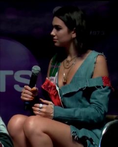 Dua Lipa Leggy Interview On Stage