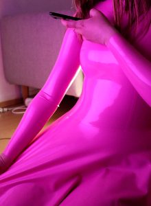 Me In Stretchy Pink Latex