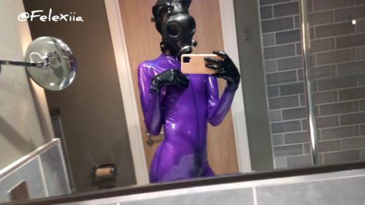 Purple Rubber Kitty With Gas Mask 🥰