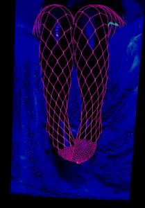 Some Halloween 🎃 UV Pink Fishnets And Black Latex