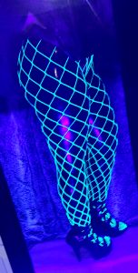 UV Fishnets Over Black Latex 💚